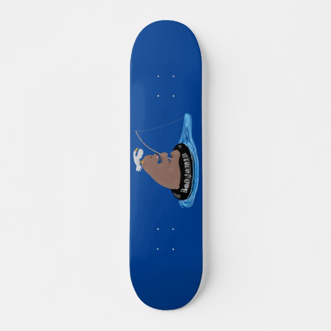 Skateboard Ilustracion personalizado de pesca de cachorro de  (Anverso )