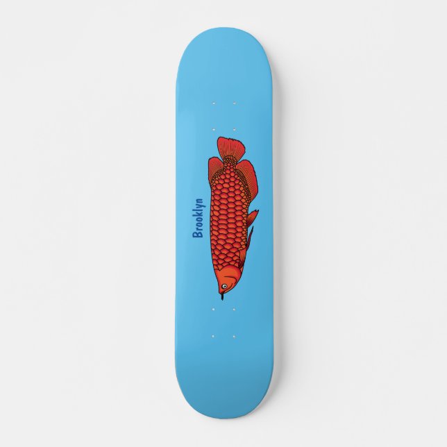 Skateboard Ilustracion personalizado de pescado de Arowana Ro (Anverso )