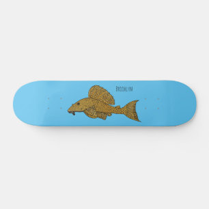 Skateboard Ilustracion personalizado de pescado Pleco