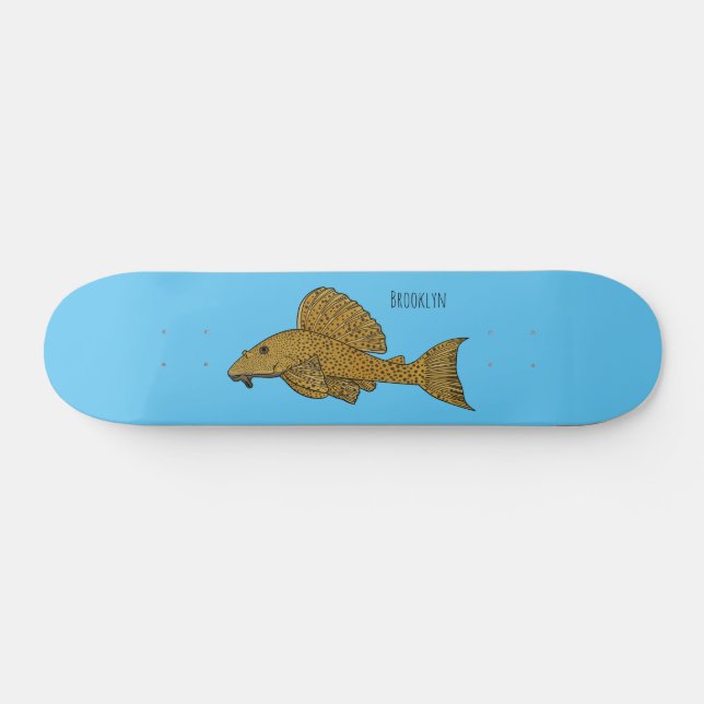 Skateboard Ilustracion personalizado de pescado Pleco  (Horz)