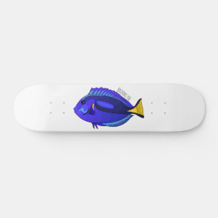 Skateboard Ilustracion personalizado de pescado tang azul