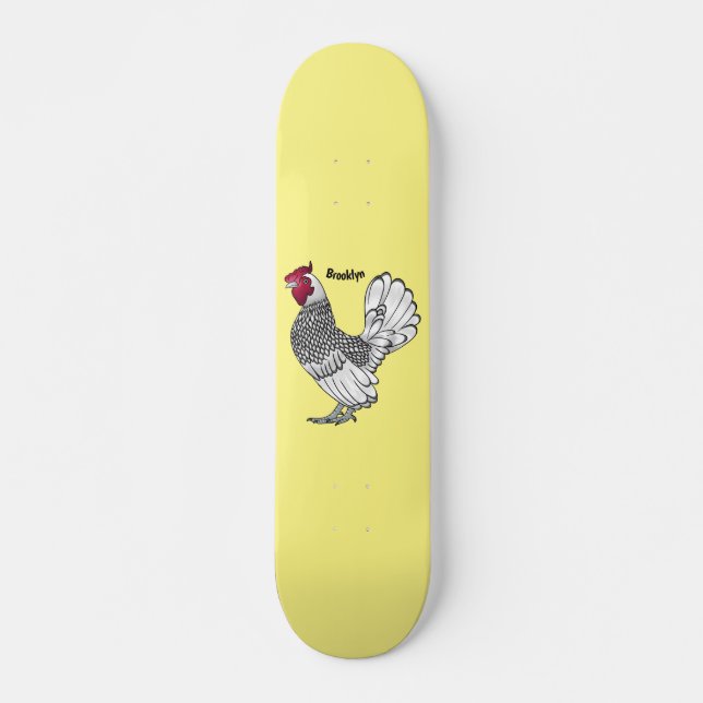 Skateboard Ilustracion personalizado de pollo de Sebright (Anverso )