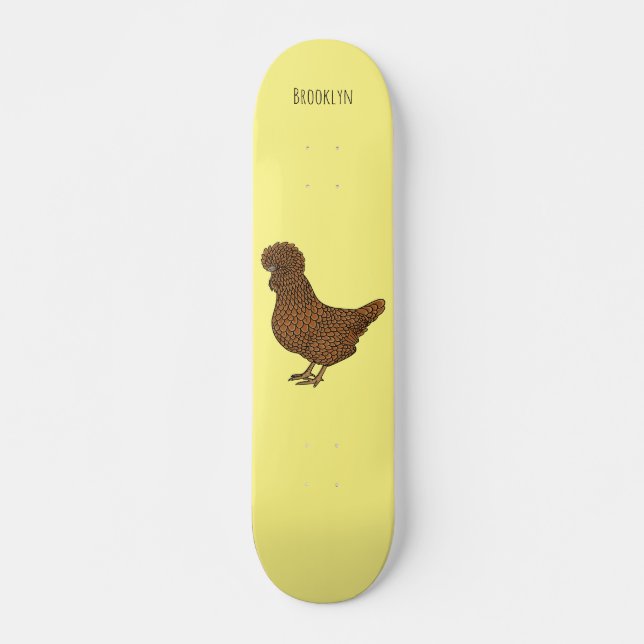 Skateboard Ilustracion personalizado de pollo polaco Chamois (Anverso )