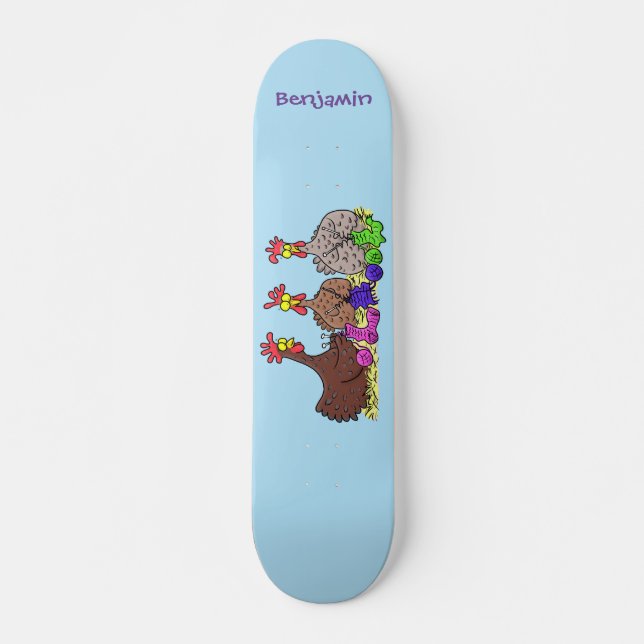 Skateboard Ilustracion personalizado de pollos de punto diver (Anverso )