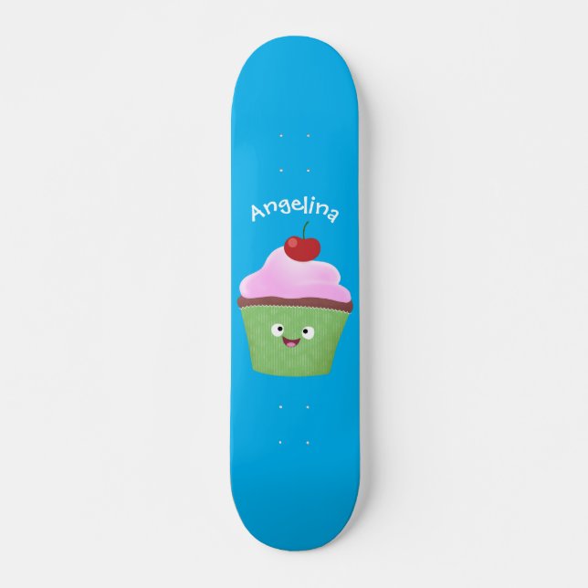 Skateboard Ilustracion personalizado de quequitos alegres (Anverso )