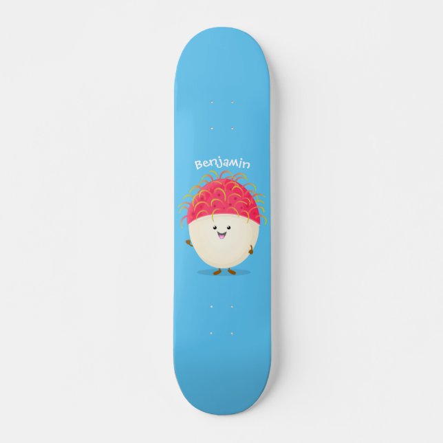 Skateboard Ilustracion personalizado de rambután rosa suave (Anverso )