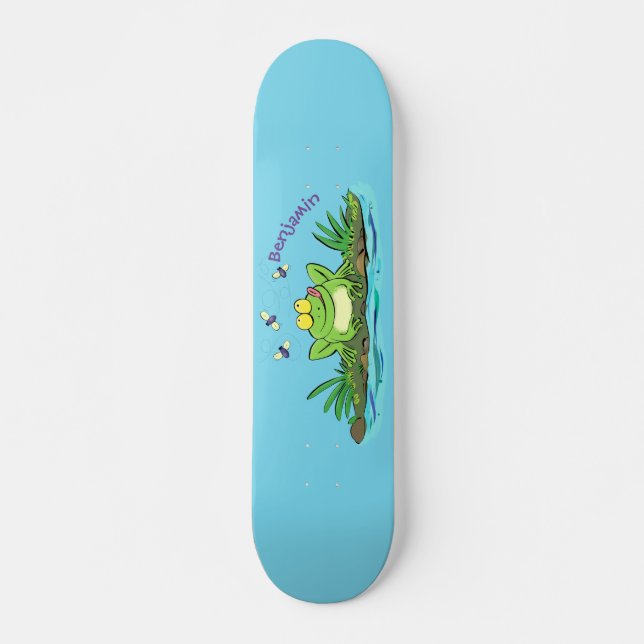 Skateboard Ilustracion personalizado de rana verde dulce (Anverso )