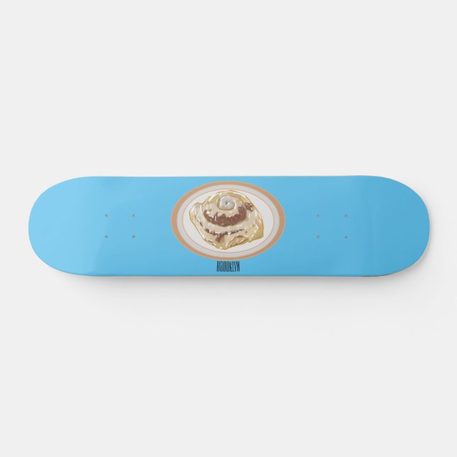 Skateboard Ilustracion personalizado de rollo de canela (Horz)