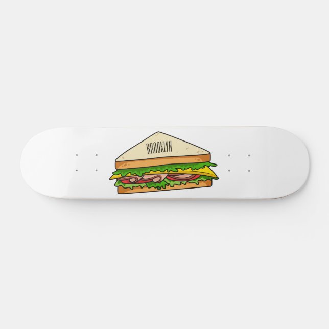 Skateboard Ilustracion personalizado de sándwich (Horz)