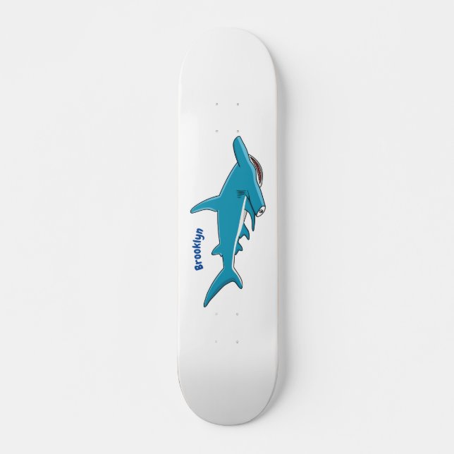 Skateboard Ilustracion personalizado de tiburón martillo (Anverso )