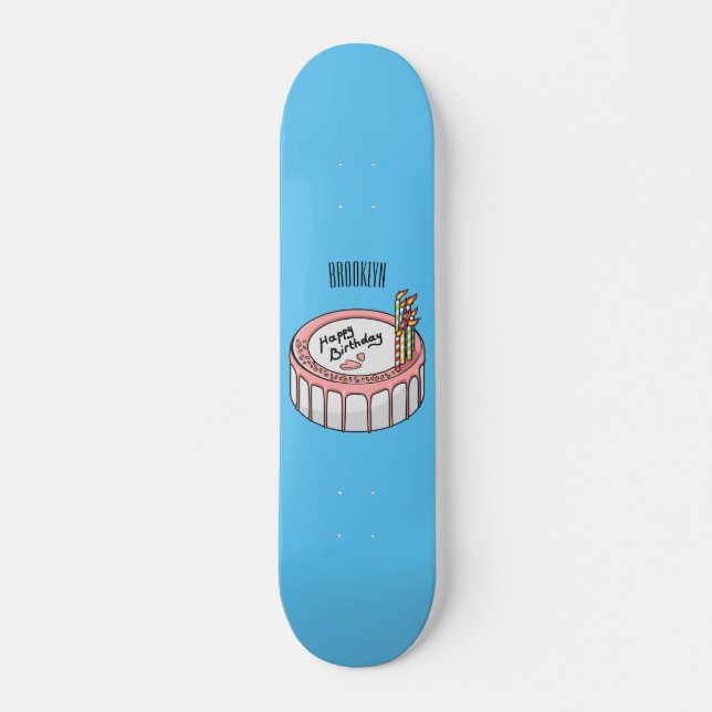 Skateboard Ilustracion personalizado de torta de cumpleaños (Anverso )