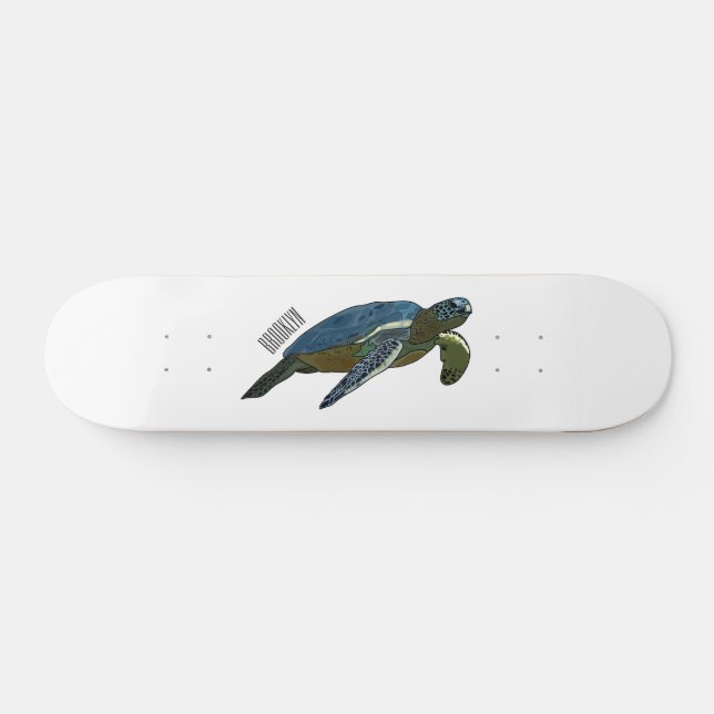 Skateboard Ilustracion personalizado de tortugas marinas (Horz)