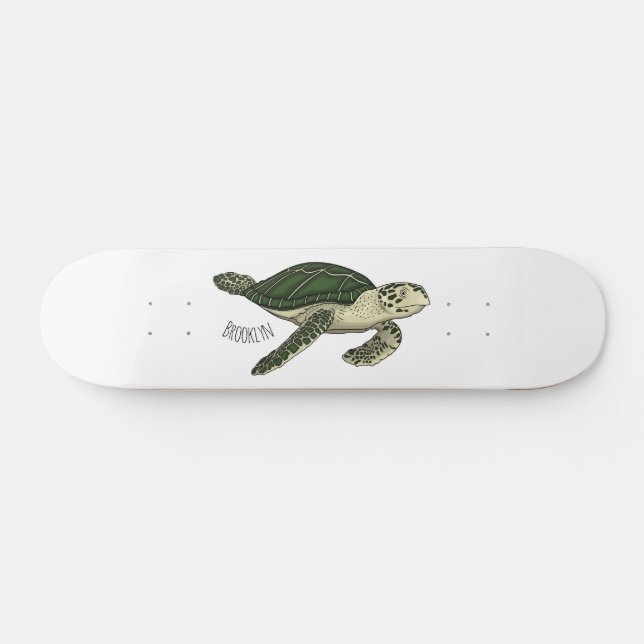 Skateboard Ilustracion personalizado de tortugas marinas (Horz)