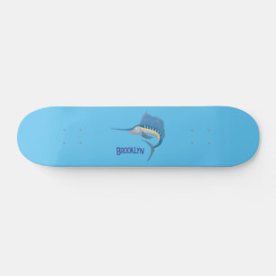 Skateboard Ilustracion personalizado divertido de pez espada