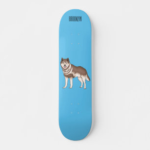 Skateboard Ilustracion personalizado husky siberiano