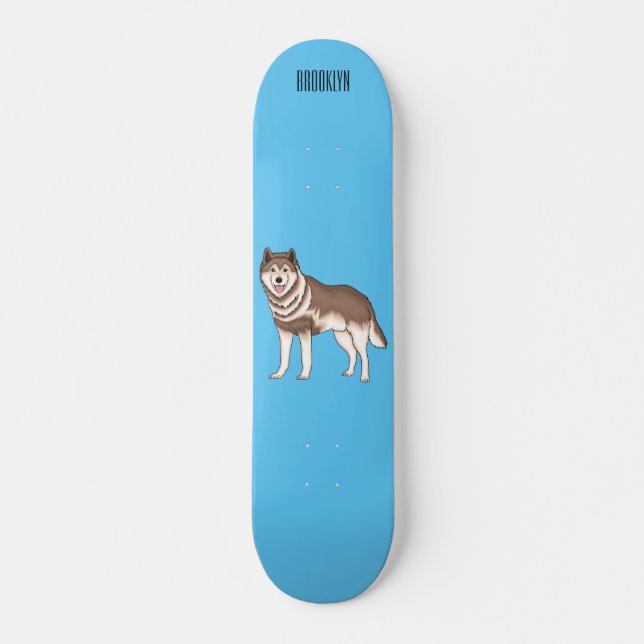 Skateboard Ilustracion personalizado husky siberiano (Anverso )