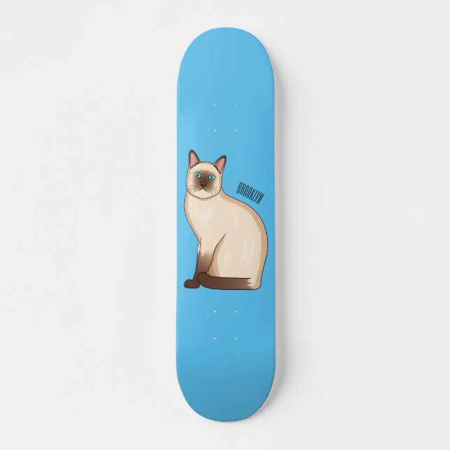 Skateboard Ilustracion personalizado siamés (Anverso )