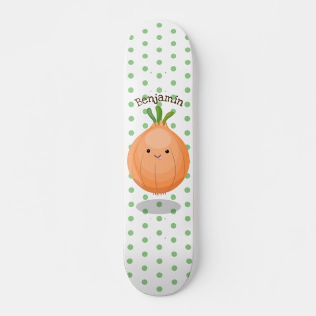 Skateboard Ilustracion personalizado verde de cebolla marrón  (Anverso )