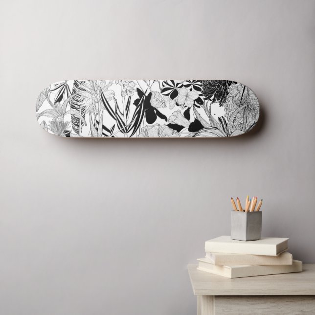 Skateboard Ilustracion tropical exótico. (Arte de pared (horz))