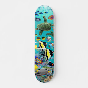 Skateboard Ilustracion tropical hawaiano de los pescados de