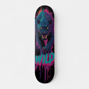 Skateboard Ilustración vertical y agresiva de pantera negra