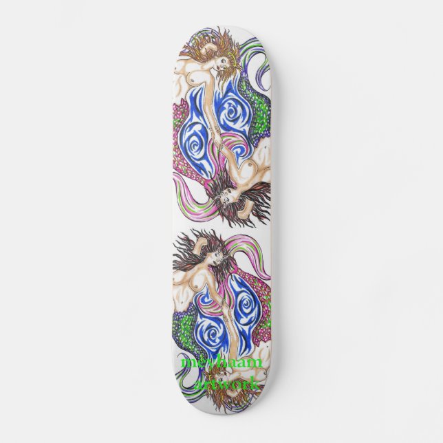 Skateboard Ilustraciones coloreadas sirena (Anverso)