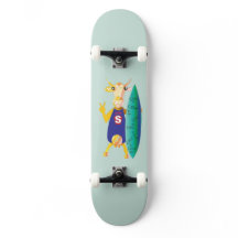 Skateboard ilustrado divertido y quirky