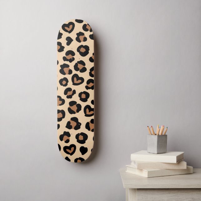 Skateboard Impresión animal, leopardo marrón, puntos de chita (Arte de la pared)