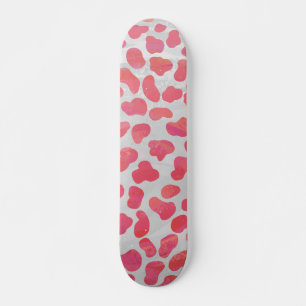 Skateboard Impresión dálmata rosa y blanca