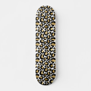 Skateboard Impresión de animal dorado y negro