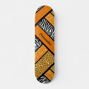 Skateboard Impresión de animales africanos Naranja de moda co
