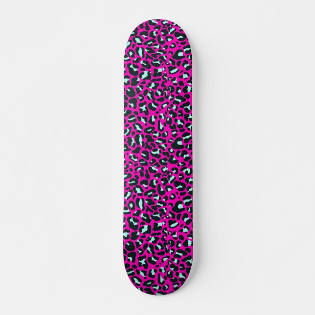 Skateboard Impresión de animales de leopardo de chita rosado  (Anverso )