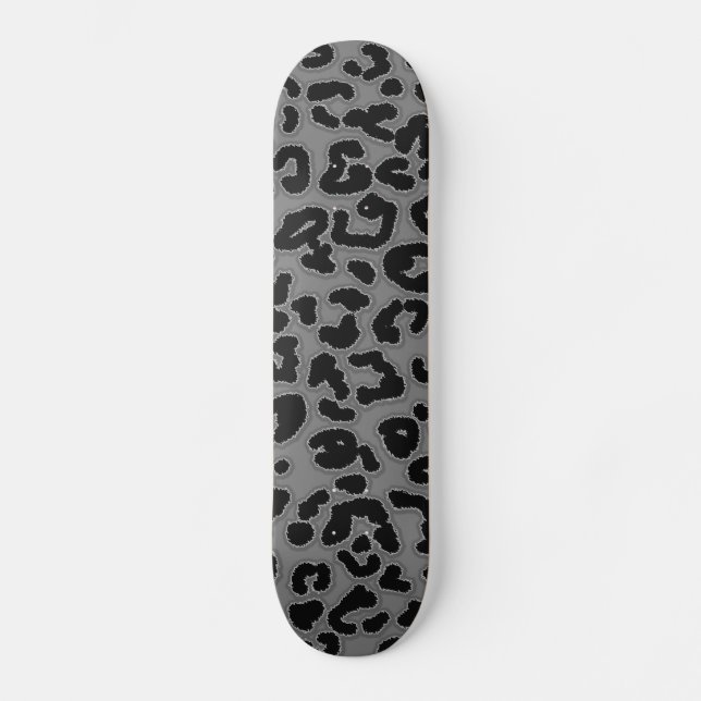 Skateboard Impresión de animales de leopardo gris (Anverso)