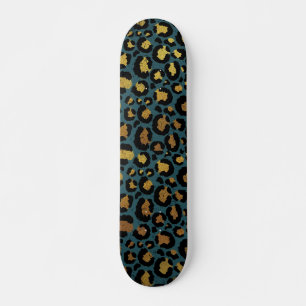 Skateboard Impresión de animales dorados y negros