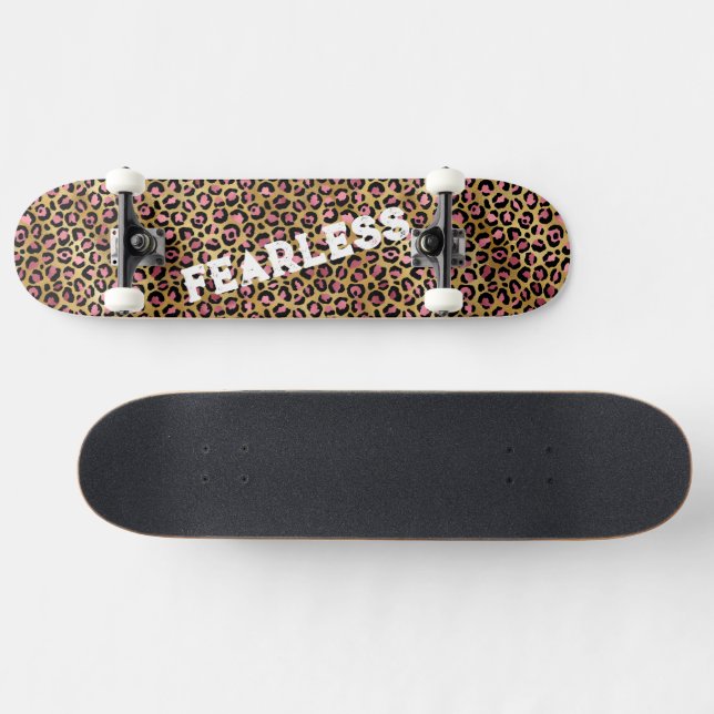 Skateboard Impresión de animales salvajes de leopardo rosado  (Horz)