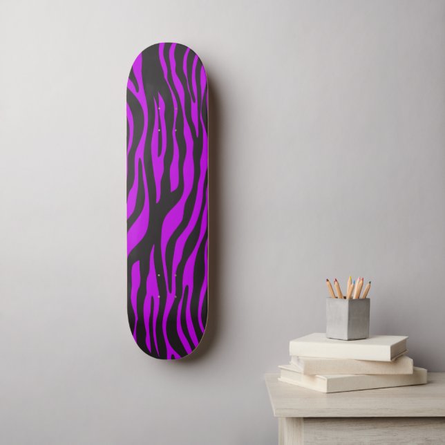 Skateboard Impresión de cebra, rayas de cebra, cebra morada,  (Arte de la pared)
