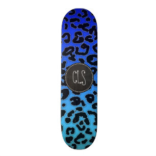 Skateboard Impresión de Leopardo Azul Eléctrico; apariencia d