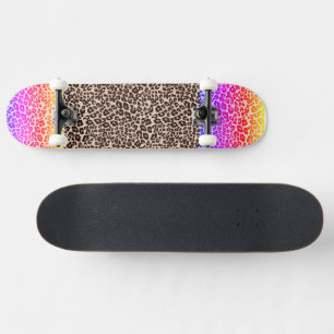 Skateboard Impresión de leopardo con rosa y naranja para los 