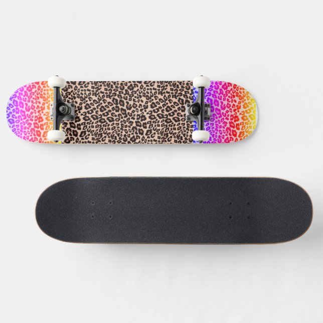 Skateboard Impresión de leopardo con rosa y naranja para los  (Horz)
