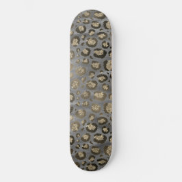 Skateboard Impresión de leopardo Purpurinoso sobre gris brill
