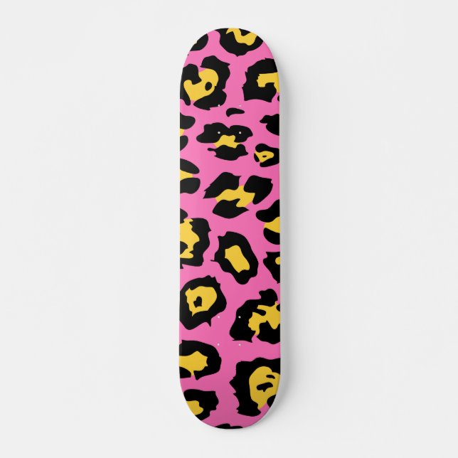 Skateboard Impresión de leopardo rosa (Anverso )