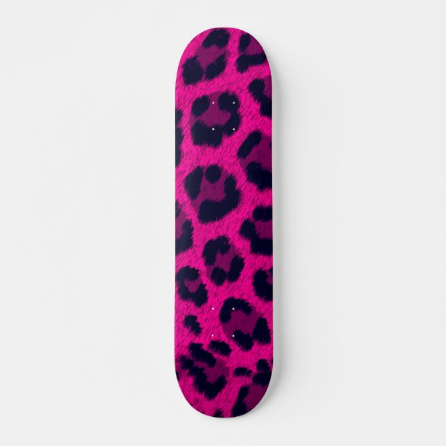Skateboard Impresión de leopardo rosa caliente (Anverso )