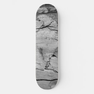 Skateboard Impresión de madera en blanco y negro