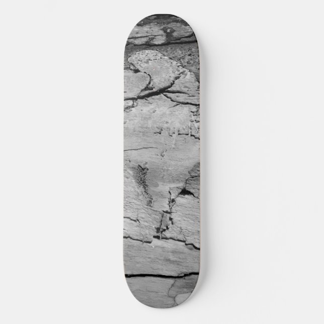 Skateboard Impresión de madera en blanco y negro (Anverso)