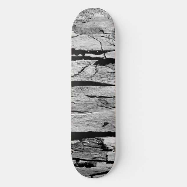 Skateboard Impresión de madera en blanco y negro (Anverso)