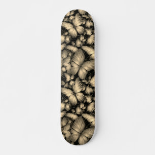 Skateboard Impresión de mariposas doradas