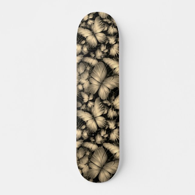 Skateboard Impresión de mariposas doradas (Anverso )