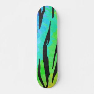 Skateboard Impresión de tigre negro y arcoiris