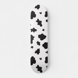 Skateboard Impresión de vaca en blanco y negro