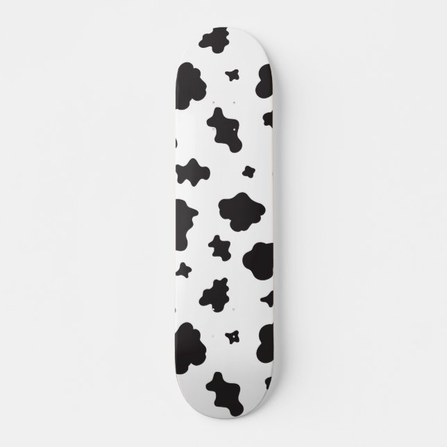 Skateboard Impresión de vaca en blanco y negro (Anverso )
